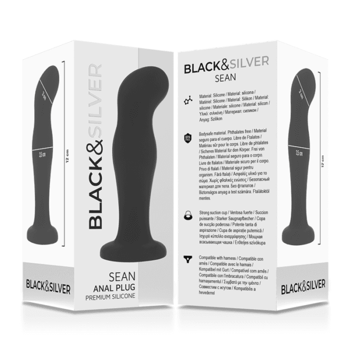 BLACK&SILVER - SEAN PLUG ANAL PREMIUM SILICONE BLACK - Image 5