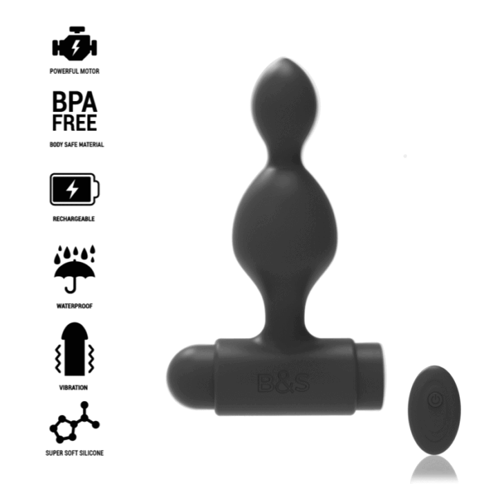 Silicone Anal Plug with Remote Control – BLACK&SILVER Tucker Small Plug