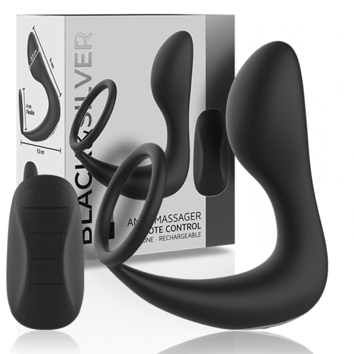 BLACK&SILVER - REMOTE CONTROL ANAL MASSAGER RECHARGEABLE SILICONE BLACK - Image 8